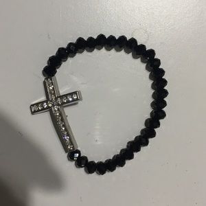 Black elastic cross bracelet